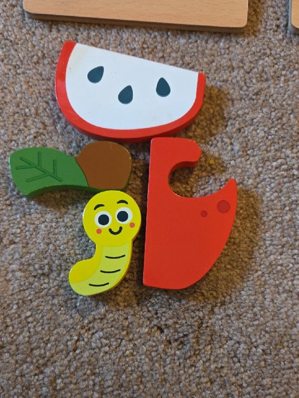 Wooden Trio Puzzle Set - Blue Owl, Green Frog & Red Apple